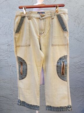 Imperial Court Canada Contrast Patchwork Denim Capris Cropped Jeans [6]